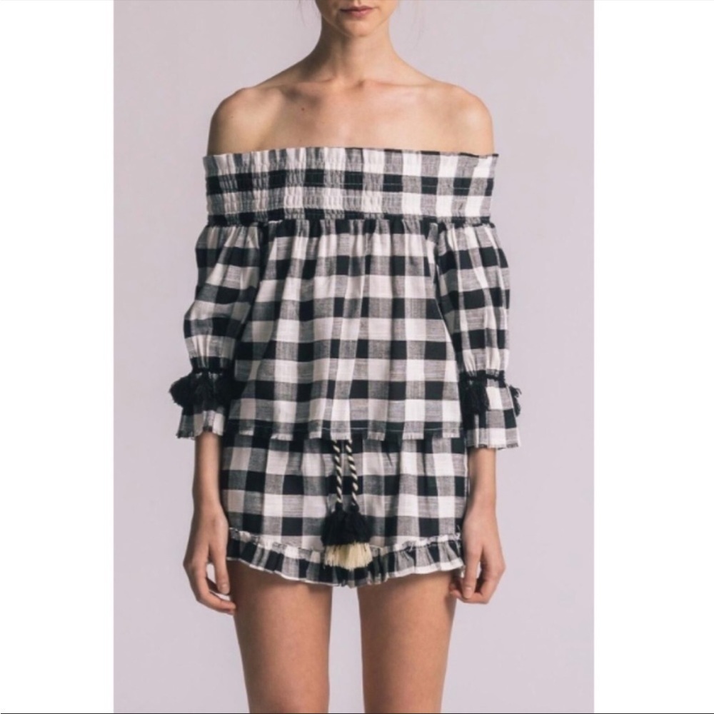 MISA Los Angeles Gingham Long Sleeve Top - Picture 2 of 7